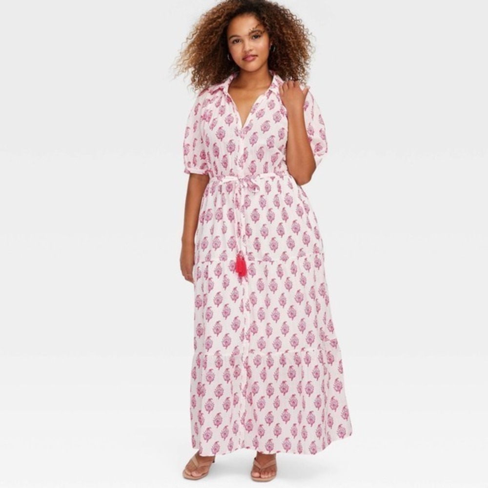 Roller Rabbit Target XL Extra Large Bouquet Short Sleeve Maxi Dress Pink‎ Floral
